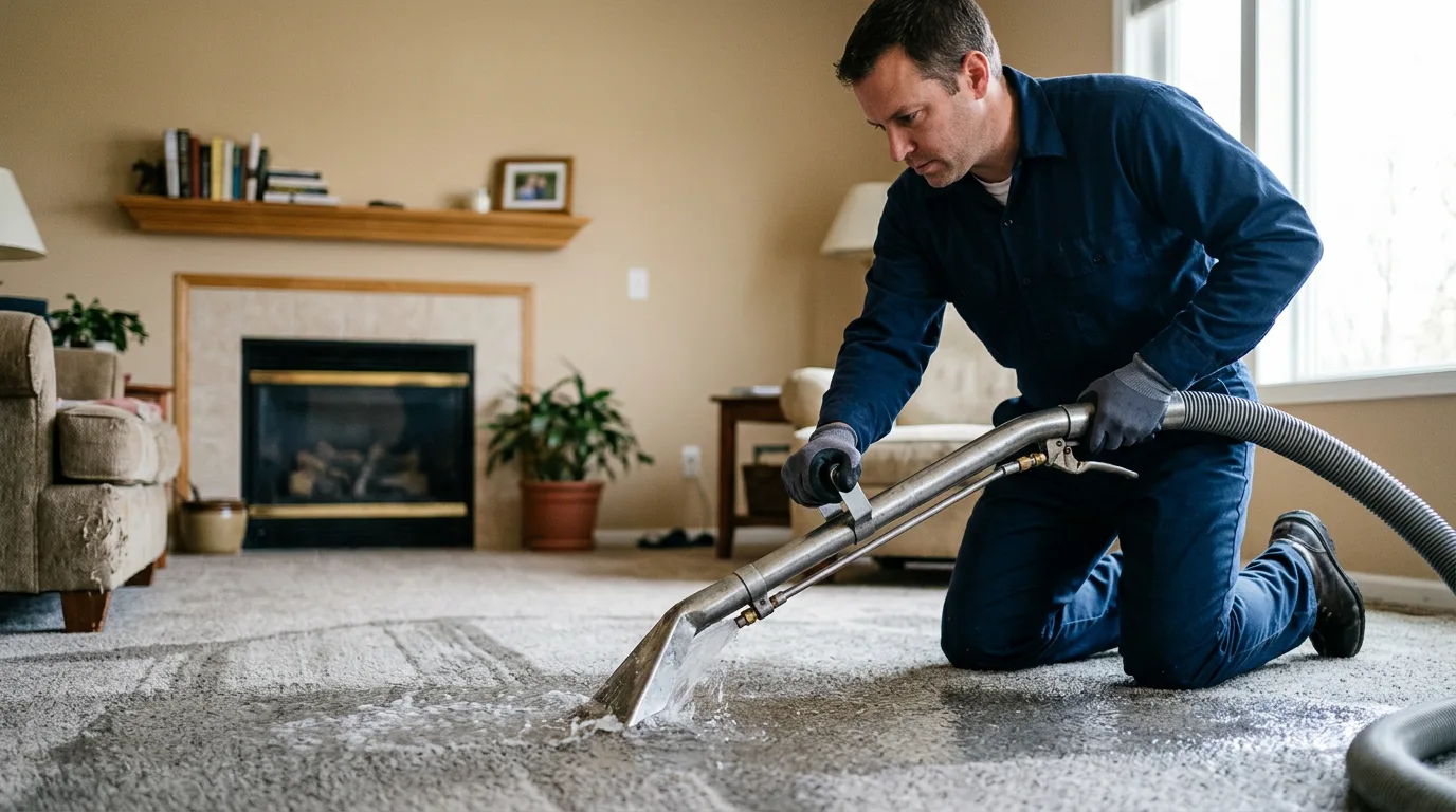Water damage restoration technician working near Belcher, LA